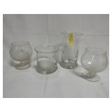 4PC ETCHED GLASS BARWARE & VASE