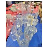 GLASSWARE, BARWARE, VASE, CANDLESTICKS, ETC.