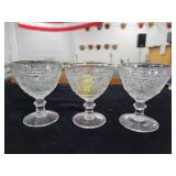 3 SANDWICH GLASS FOOTED SHERBETS - DUNCAN & MILLER