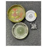 5 ASSORTED GLASS ASHTRAYS