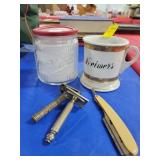 SHAVING RAZORS, MUG, ETC
