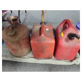 1 METAL AND 2 PLASTIC GAS CANS