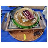 ASSORTED WOOD PLATTERS, TRAYS