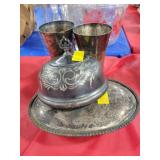 SILVERPLATE ANTIQUE TABLE CRUMB SWEEPER, 2 NICKLE