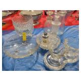 12PC GLASSWARE-OIL & VINAGER BOTTLES, CREAM AND