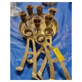 BAR MOUNT BRACKETS, 6 BRASS CORDIALS AND TRAY