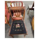 NEEDLEPOINT SEAT SEWING CHAIR AND WOOD CHAIR