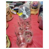 FIRE KING GLASS COOJIE JAR & 7 GLASSES