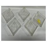 5PC ETCHED GLASS STARBURST TRAYS