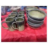 16PC STONEY CLAY STATION POTTERY COFFEE MUGS AND