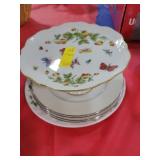 5 ASSORTED PLATES & PEDESTAL STAND