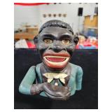 J.E. STEVENS PATENT - "JOLLY BOY BANK" - CAST IRON