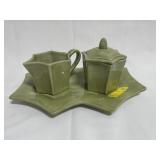 4PC CERAMIC CREAM & SUGAR SET-ONE MISSING LID