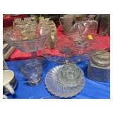 12PC ASSORTED GLASWARE-CAKE STAND, DESSERT PLATES,
