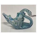 MURANO STYLE MULTICOLOR HAND BLOWN GLASS SWAN