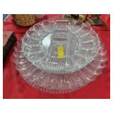 6PC GLASS PLATTERS & DEVIL EGG PLATTER