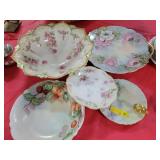 3 LIMOGES HAND PAINTED FLORAL PLATES - 2 WITH