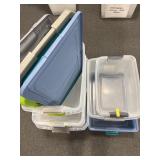 11 PLASTIC TOTES - 7 LIDS
