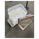 8 PLASTIC TOTES - 4 LIDS