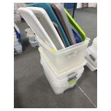 9 PLASTIC TOTES W/LIDS