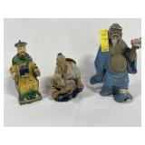 3 CHINESE MUDMAN FIGURINES
