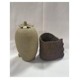2 PIECES OF POTTERY-MOUSE & VASE