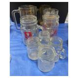 6 ASSORTED GLASS MUGS