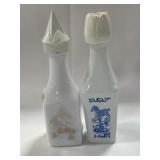 2 MILK GLASS OIL AND VINIGAR BOTTLES-5"