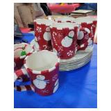 13PC CHRISTMAS PLATES AND COCOA MUGS