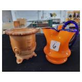 ORANGE CREAMER W/BLUE HANDLE & GREENTOWN