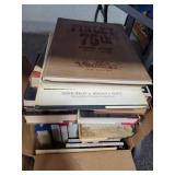 BOX OF BOOKS AND A BOX OF SHELF BRACKETS