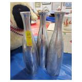 3 METAL BUD VASES