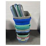 10 PLASTIC TOTES W/LIDS