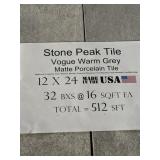[512sft] 12"x24" Vogue Warm Gray Florida Tile