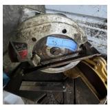 SKILSAW, MITER BOX AND 2 ANGLE SQUARES