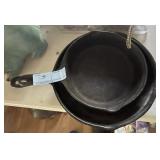 2 CAST IRON FRYING PANS - NO NAME