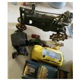 2 CAST IRON TOYS, TOOTSIE TOYS, ETC.
