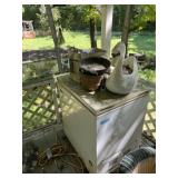 CONTENTS OF BACK PORCH:  FREEAER, CHAIRS,