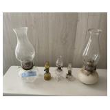 5 OIL LAMPS - 3 ARE MINIATURES