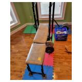 WEIGHT BENCH WITH WEIGHTS AND DUMBBELLS