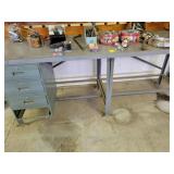 WORK BENCH, DRILL BITS, OIL CANS, NUTS AND BOLTS