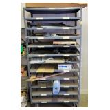 ROLLING METAL SHELF AND CONTENTS: SCRAP WOOD, WIRE