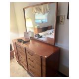 HICKORY FURNITURE BOOKCASE, HEADBOARD, DRESSER