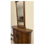 WALNUT HALL TABLE WITH MIRROR