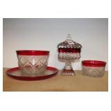 (4) PCS RUBY FLASS TO CLEAR GLASS (4) PCS RUBY FLASS TO CLEAR GLASS