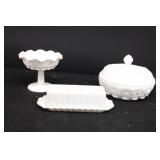 (3) PCS WESTMORELAND MILK GLASS (3) PCS WESTMORELAND MILK GLASS