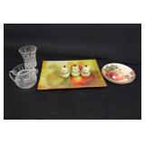GLASS TRAY, PLATES, LEAD CRYSTAL VASE & PITCHER GLASS TRAY, PLATES, LEAD CRYSTAL VASE & PITCHER