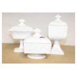 (3) WESTMORELAND "BEADED GRAPE" CANDY DISHES (3) WESTMORELAND "BEADED GRAPE" CANDY DISHES