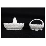 (2) WESTMORELAND MILK GLASS BASKETS (2) WESTMORELAND MILK GLASS BASKETS