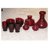 (11) PCS RUBY RED GLASSWARE (11) PCS RUBY RED GLASSWARE